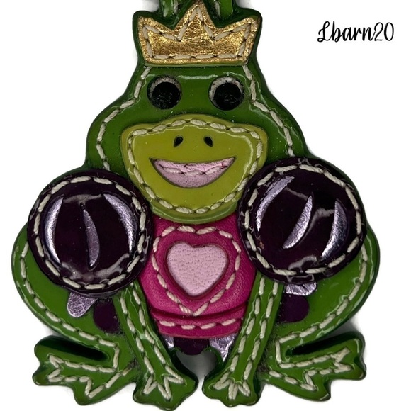 Kate Spade Coach Frog Prince Charming Patent Leather Keychain Fob Vintage - Picture 3 of 4